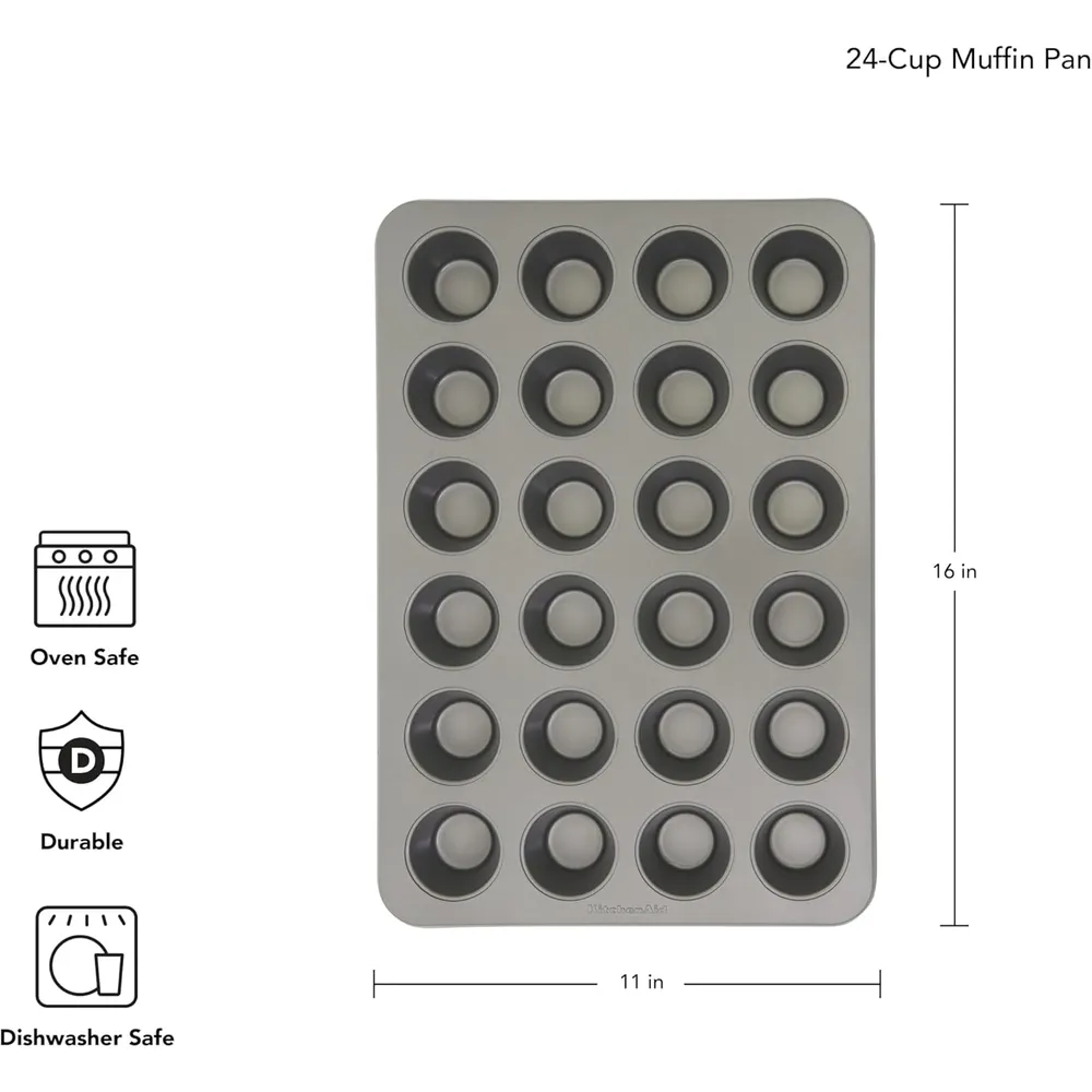 KitchenAid mini moldes para magdalenas 24 tazas, acero | Contorno plateado
