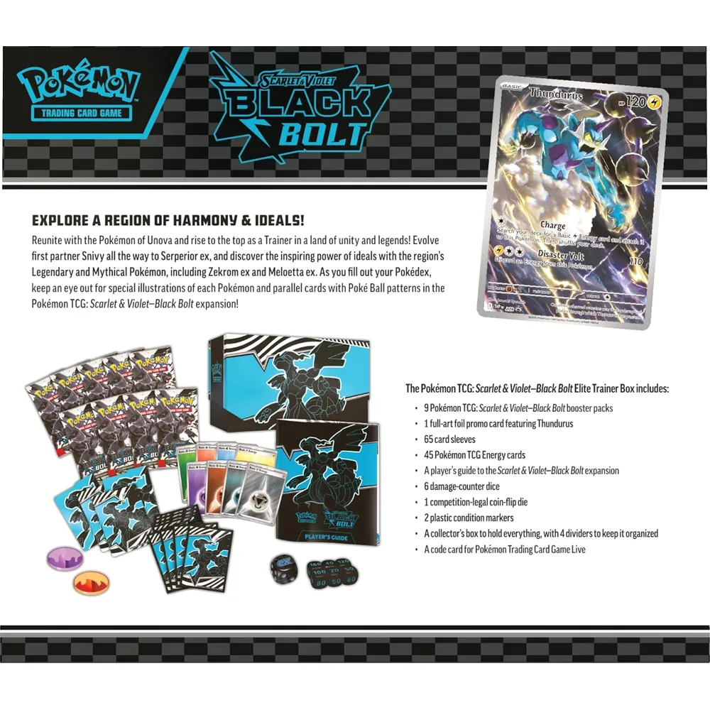 JUEGO DE CARTAS POKÉMON TCG SCARLET & VIOLET BLACK BOLT ELITE TRAINER BOX (INGLÉS)