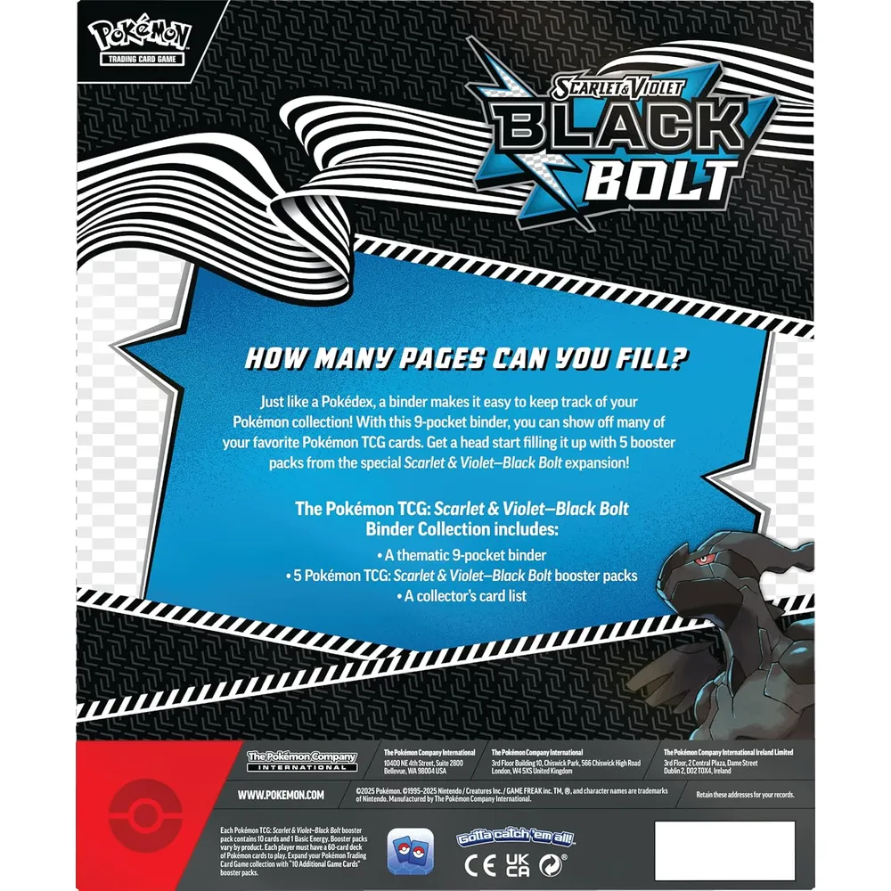 JUEGO DE CARTAS POKÉMON TCG SCARLET & VIOLET BLACK BOLT BINDER COLLECTION (INGLÉS)