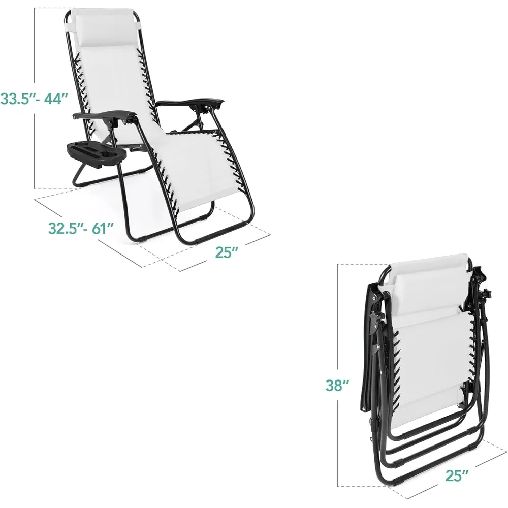 Juego de 2 sillones reclinables con portavasos Best Choice Products | Blanco