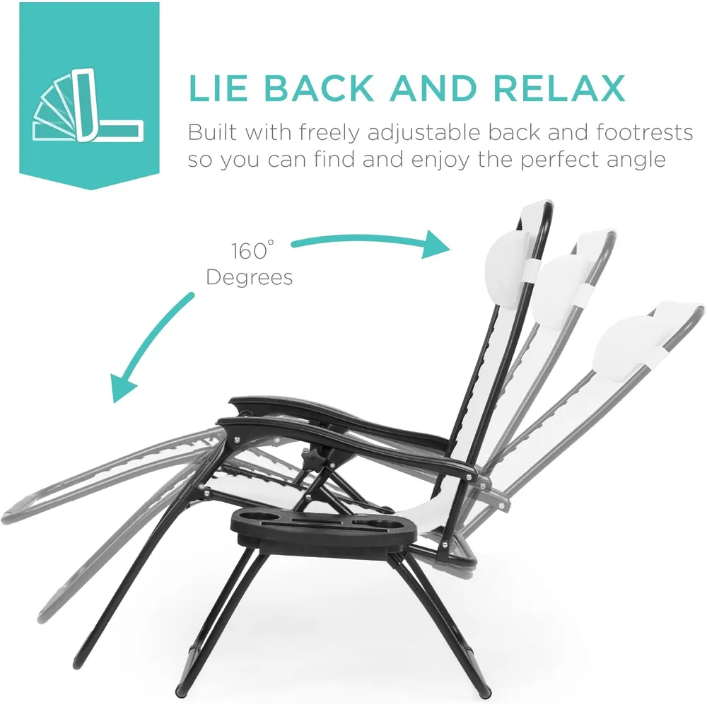 Juego de 2 sillones reclinables con portavasos Best Choice Products | Blanco