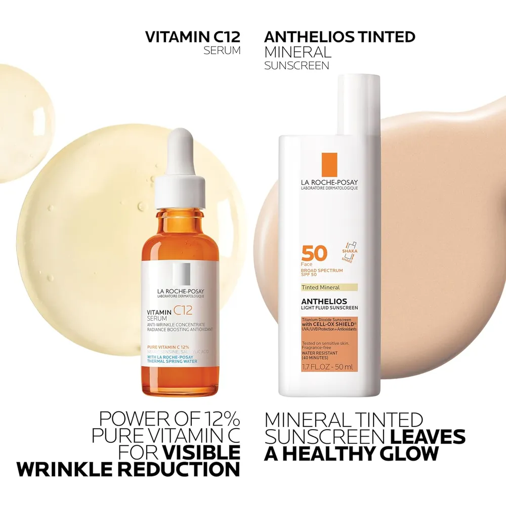 SET LA ROCHE-POSAY PURE VITAMINA C 12 SÉRUM 1 OZ / 30 ML + ANTHELIOS DIOXIDE MINERAL 1.7 / 50 ML