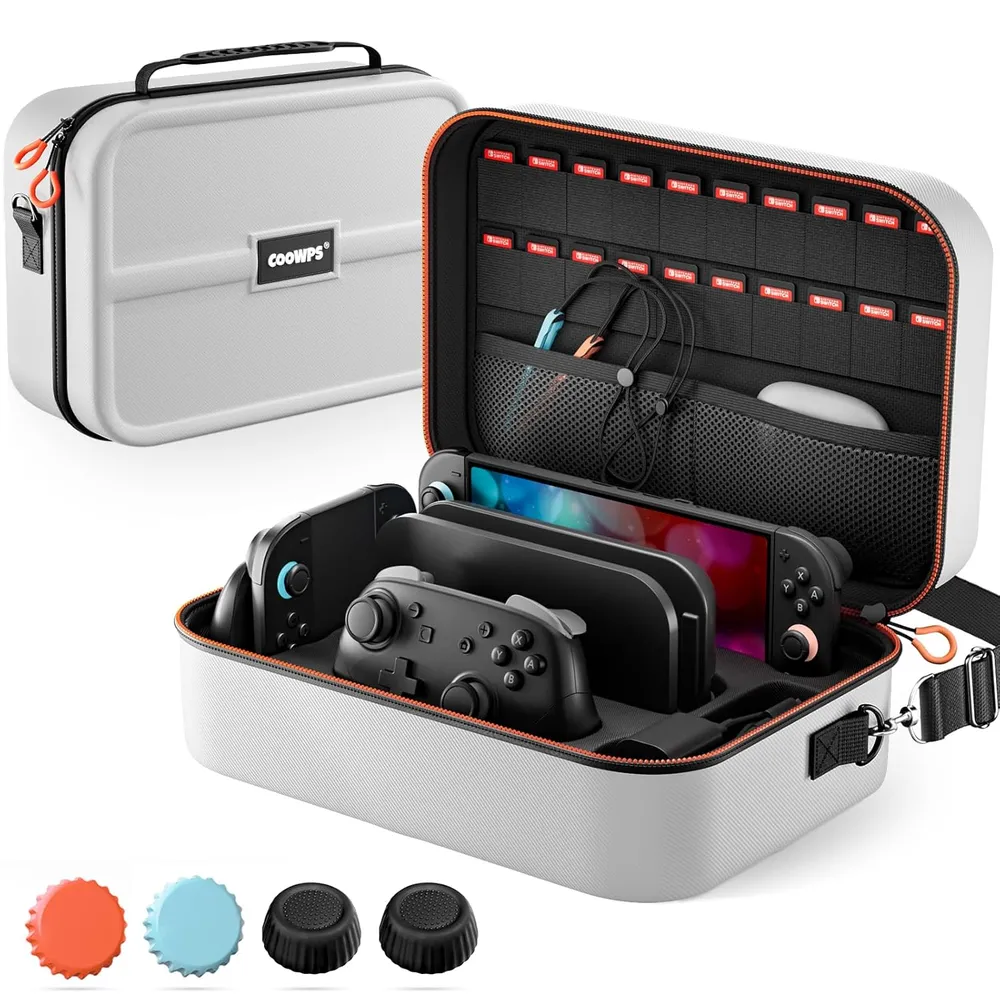 Funda con Ranuras + 4 Agarres de Pulgar Para Nintendo Switch 2 | Blanco