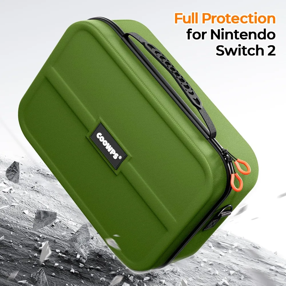 Funda con Ranuras + 4 Agarres de Pulgar Para Nintendo Switch 2 | Verde Oscuro