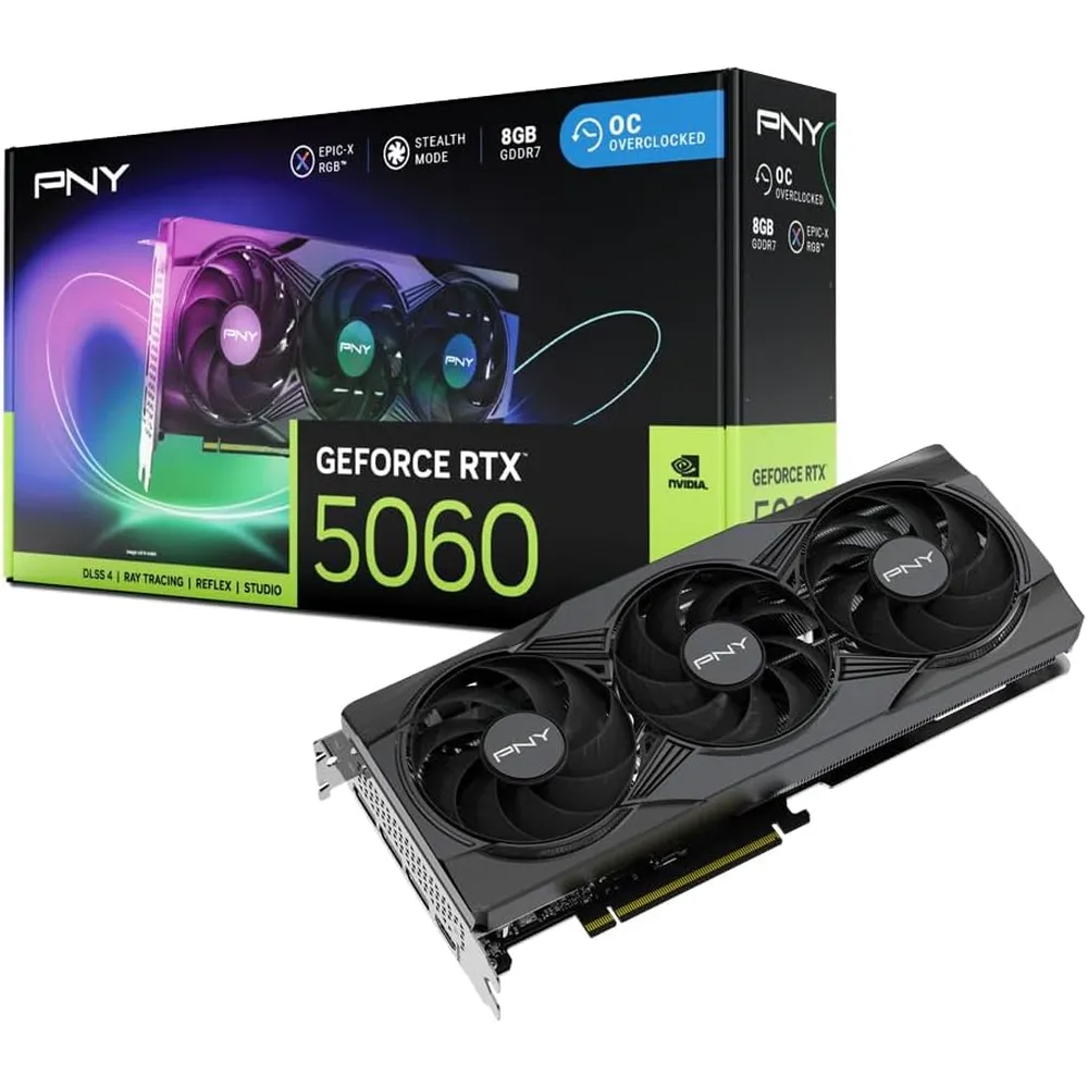 PNY RTX 5060 Epic-X Arg OC 8GB GDDR7 Triple Fan