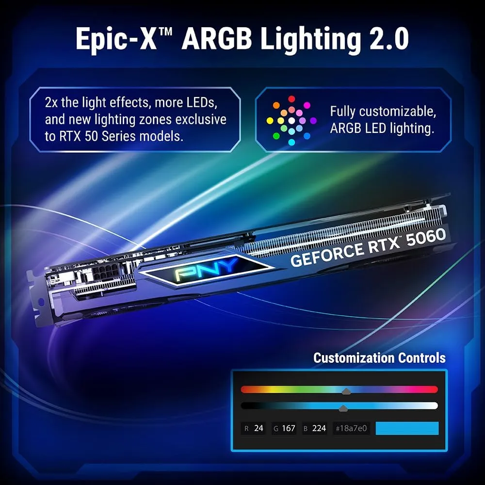 PNY RTX 5060 Epic-X Arg OC 8GB GDDR7 Triple Fan