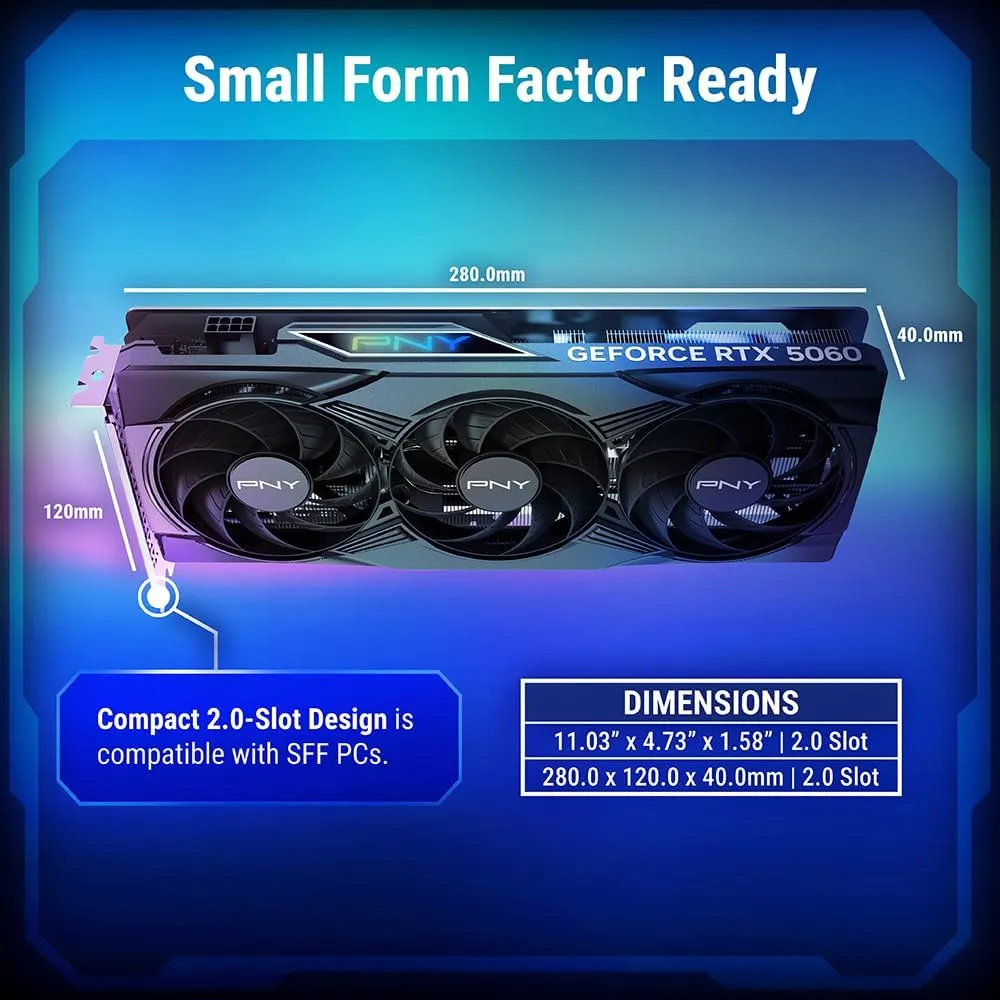 PNY RTX 5060 Epic-X Arg OC 8GB GDDR7 Triple Fan