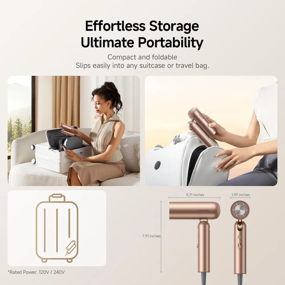 DREAME POCKET PRO SECADOR DE VIAJE CON DIFUSOR | ORO ROSA