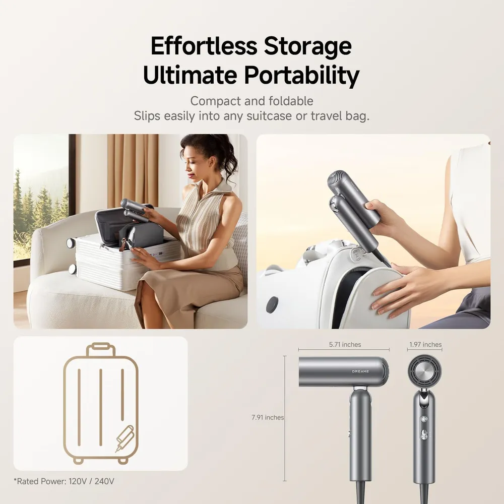 DREAME POCKET PRO SECADOR DE VIAJE CON DIFUSOR | GRIS