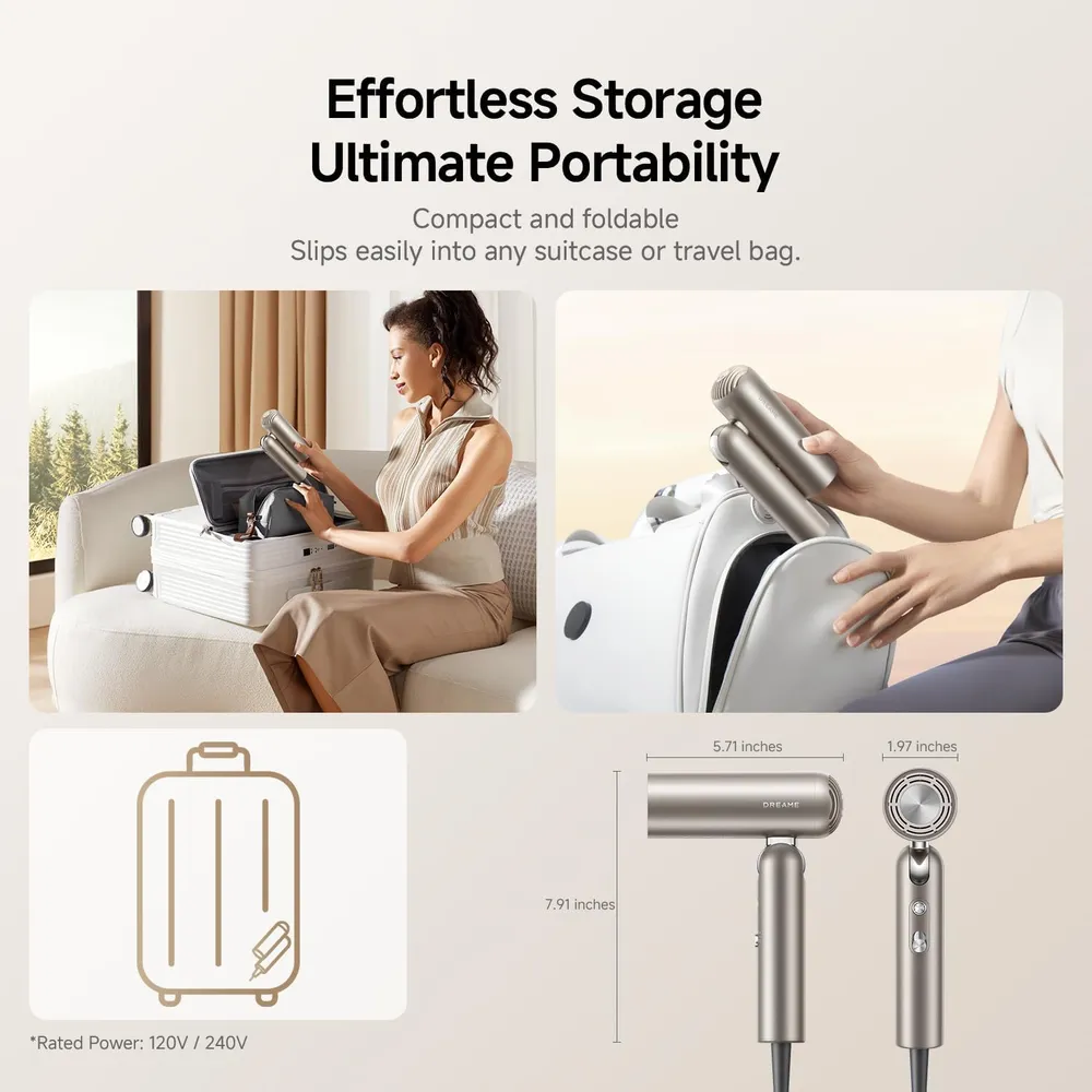 DREAME POCKET PRO SECADOR DE VIAJE CON DIFUSOR | PLATEADO
