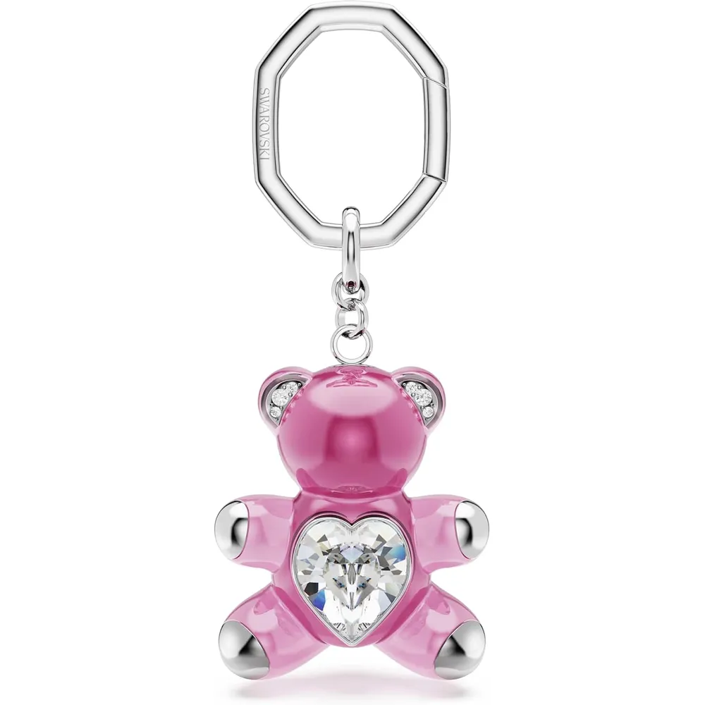 SWAROVSKI LLAVERO OSO CORAZÓN ACABADO RODIO PARA MUJER | ROSA
