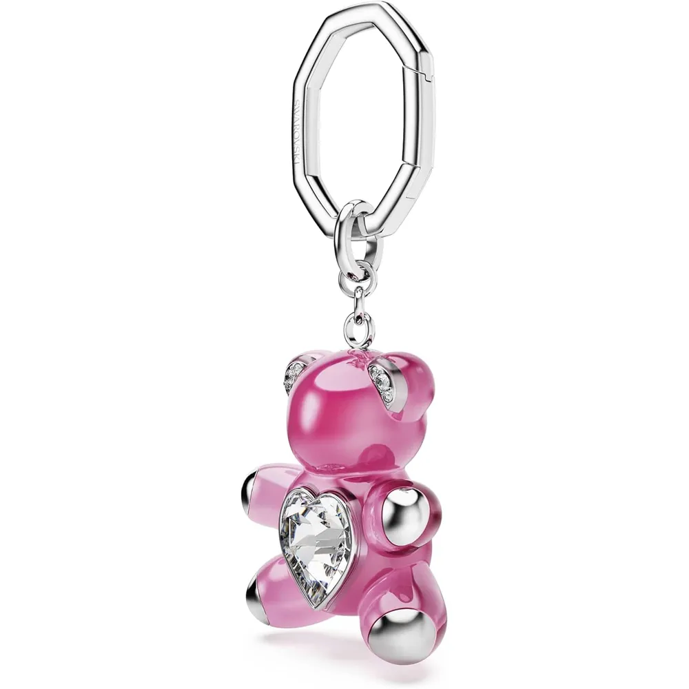 SWAROVSKI LLAVERO OSO CORAZÓN ACABADO RODIO PARA MUJER | ROSA