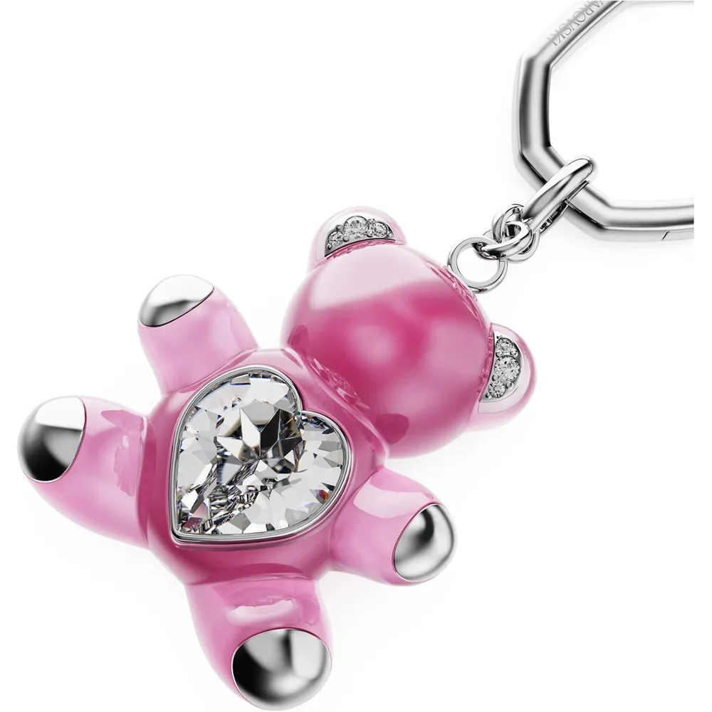 SWAROVSKI LLAVERO OSO CORAZÓN ACABADO RODIO PARA MUJER | ROSA