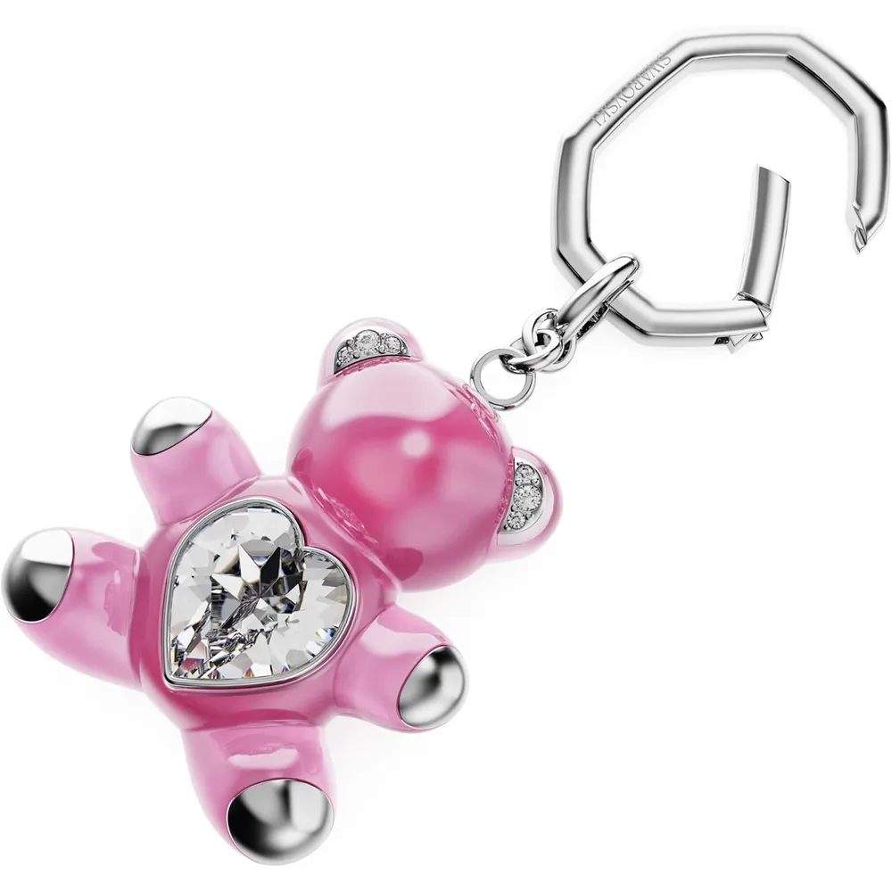 SWAROVSKI LLAVERO OSO CORAZÓN ACABADO RODIO PARA MUJER | ROSA