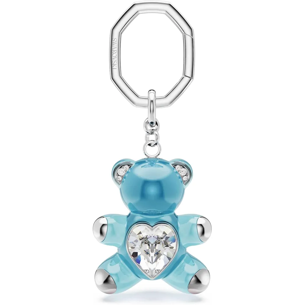 SWAROVSKI LLAVERO OSO CORAZÓN ACABADO RODIO PARA MUJER | AZUL