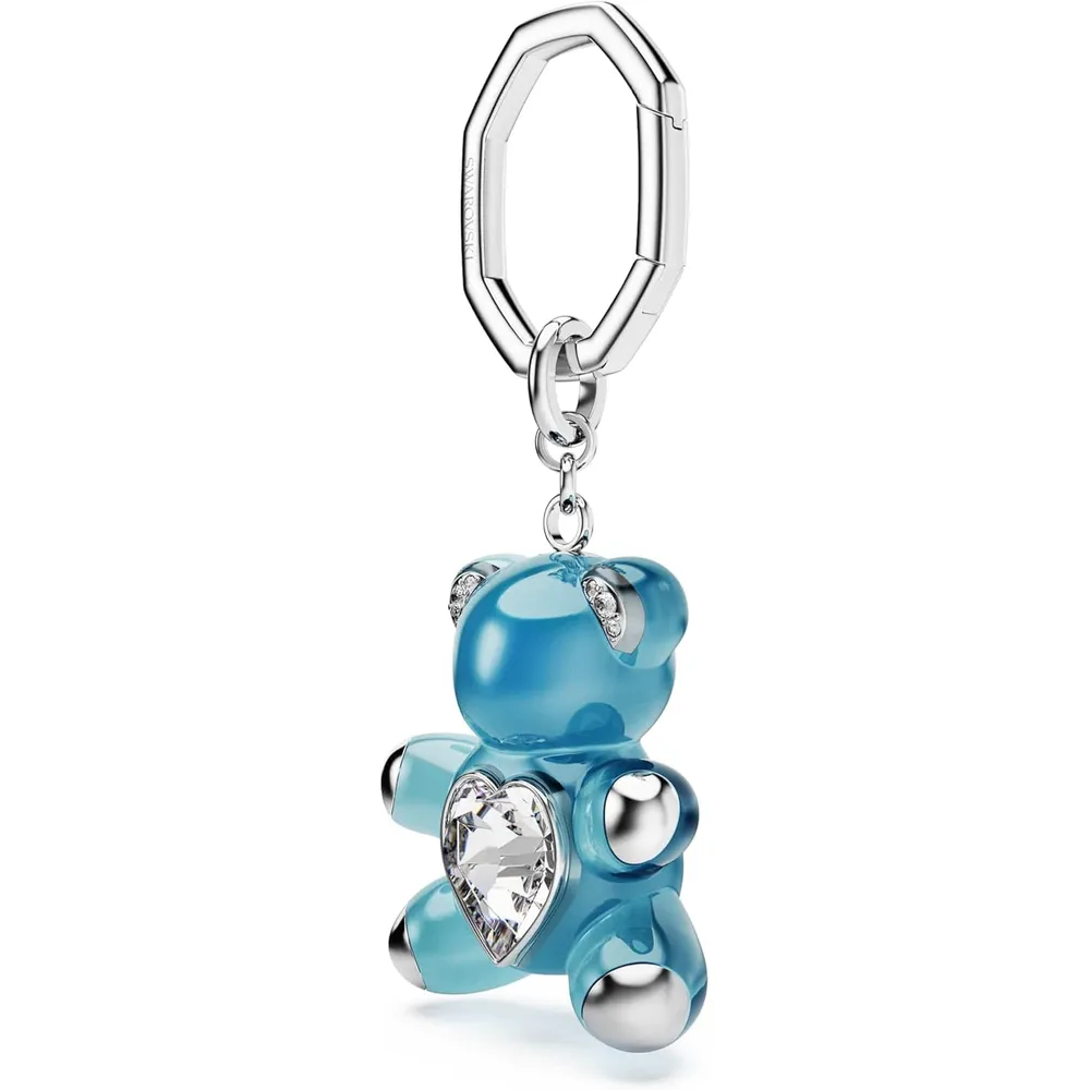 SWAROVSKI LLAVERO OSO CORAZÓN ACABADO RODIO PARA MUJER | AZUL