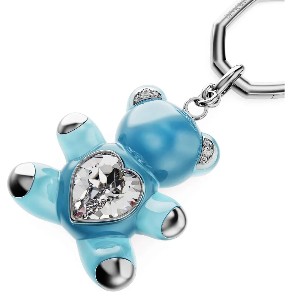 SWAROVSKI LLAVERO OSO CORAZÓN ACABADO RODIO PARA MUJER | AZUL