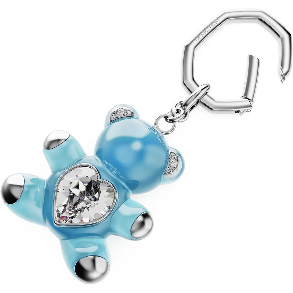SWAROVSKI LLAVERO OSO CORAZÓN ACABADO RODIO PARA MUJER | AZUL