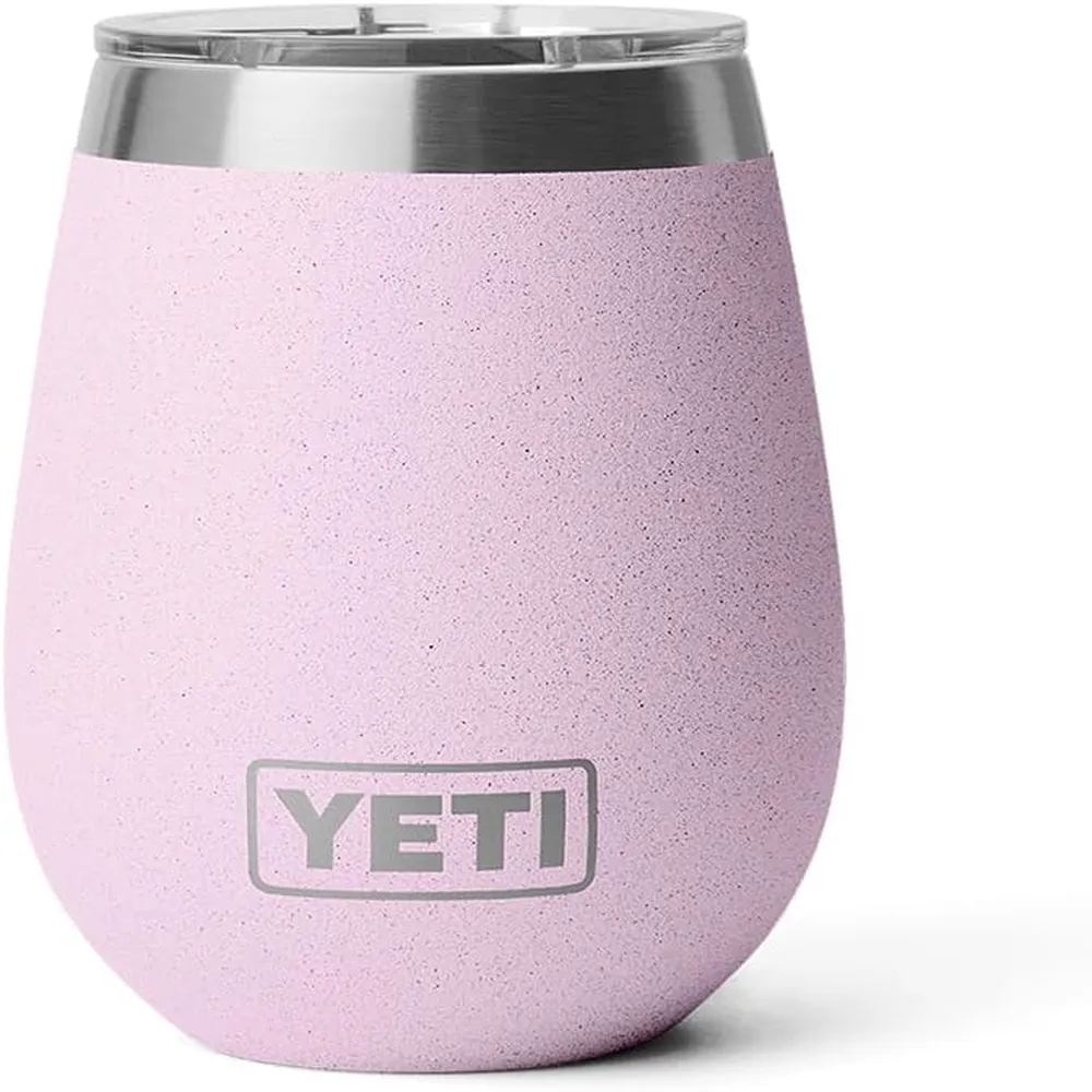 YETI Rambler Vaso de vino de 10 oz de acero inoxidable con tapa MagSlider color rosa agua