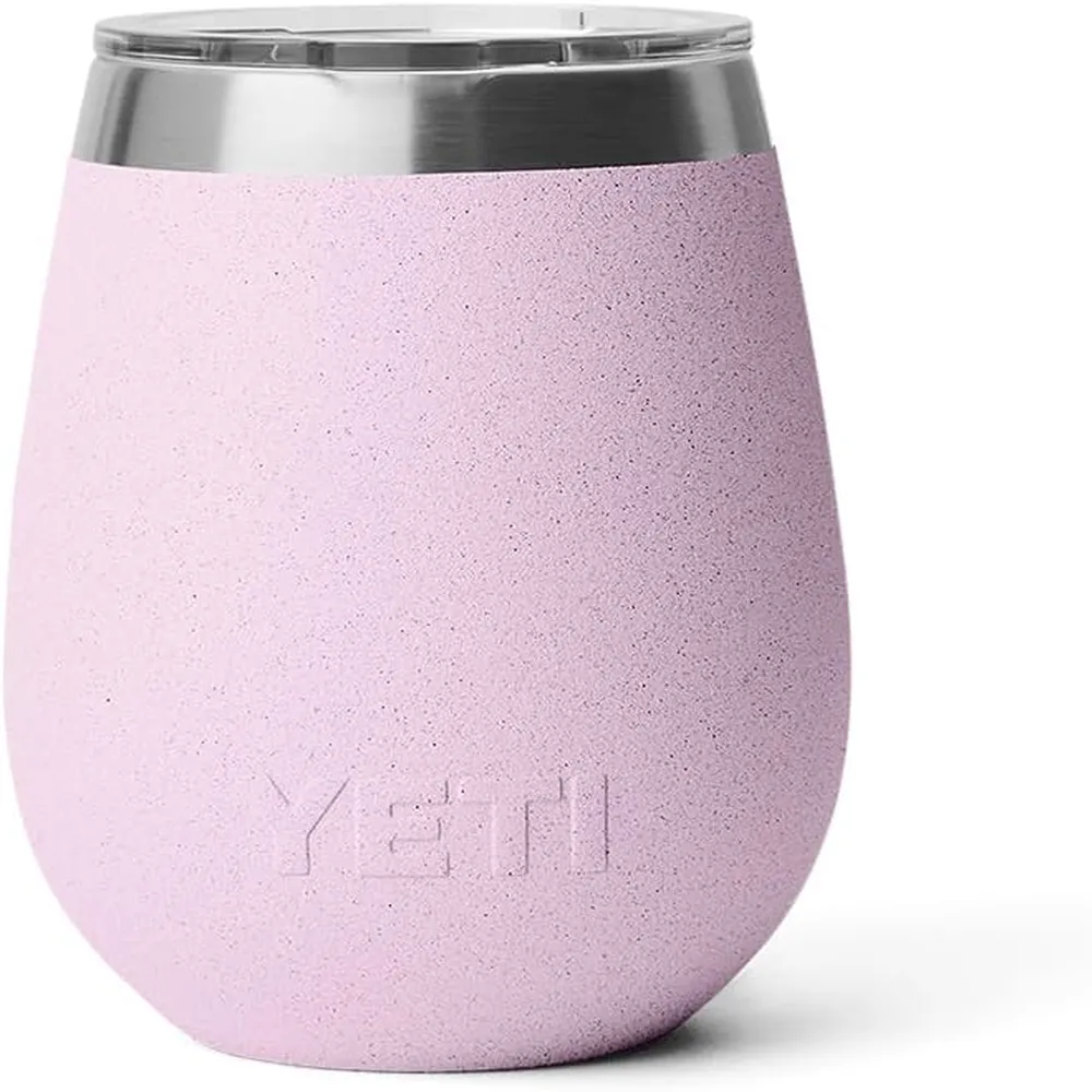 YETI Rambler Vaso de vino de 10 oz de acero inoxidable con tapa MagSlider color rosa agua