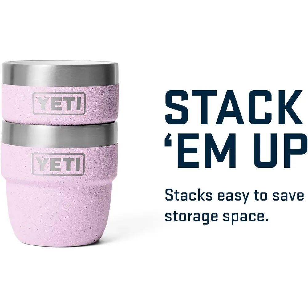 YETI Rambler Paxk 2 vasos s de 4 oz de acero inoxidable para expreso color rosa bebé