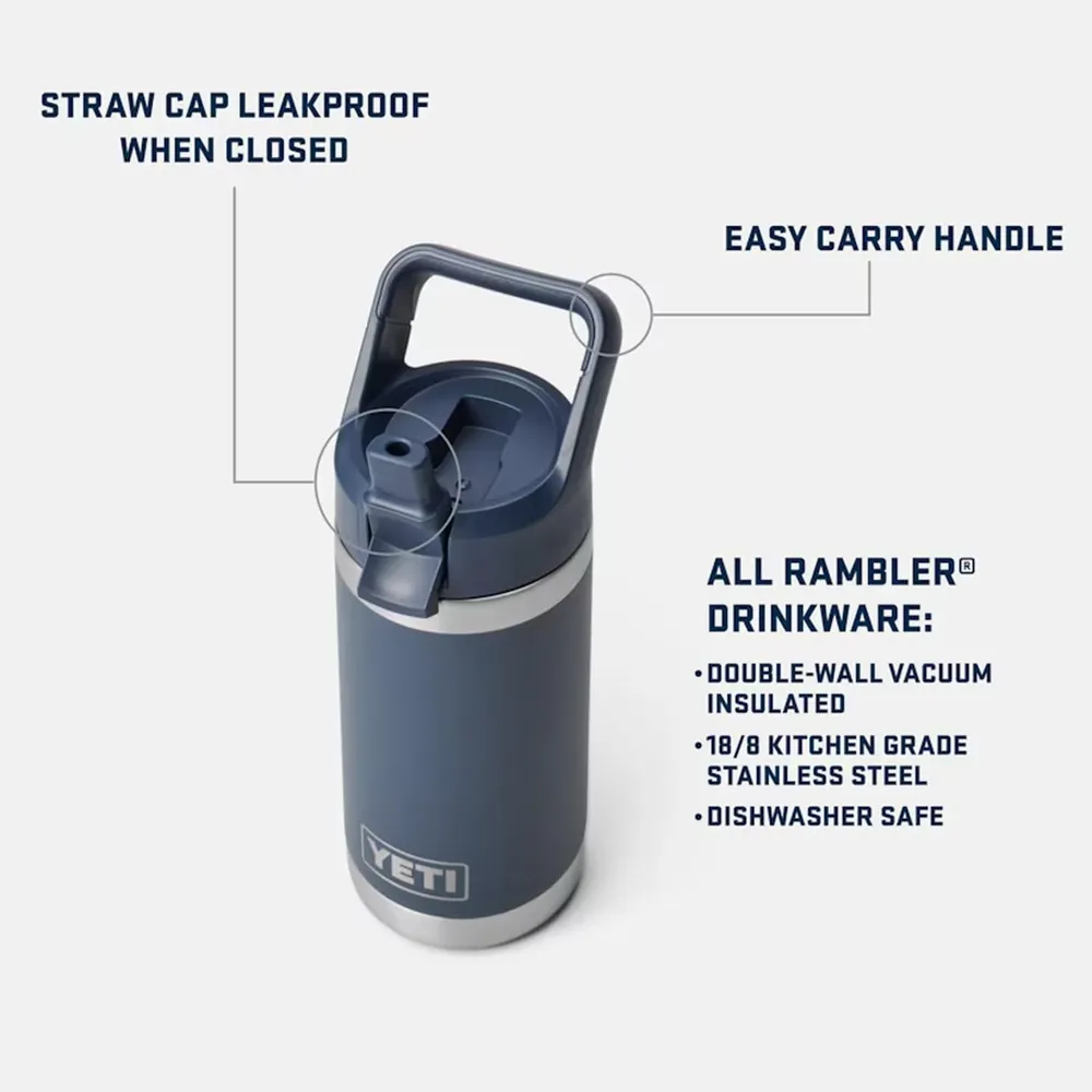 YETI Botella Rambler Jr. para Niños con Cañita de 12 oz | Rosa Bebé