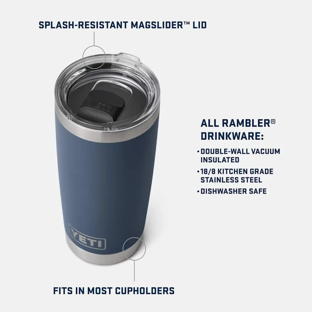YETI Rambler Vaso de 20 oz de acero inoxidable con tapa MagSlider color verde oscuro