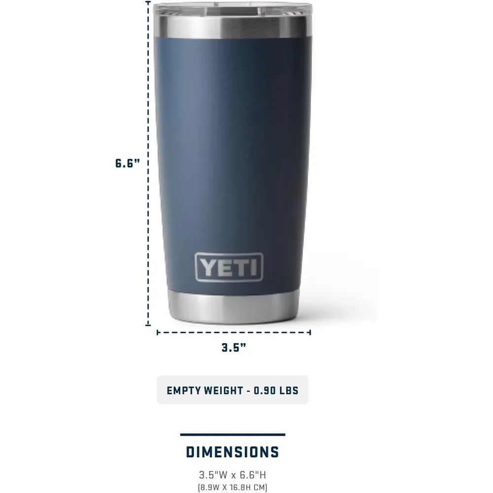 YETI Rambler Vaso de 20 oz de acero inoxidable con tapa MagSlider color verde oscuro