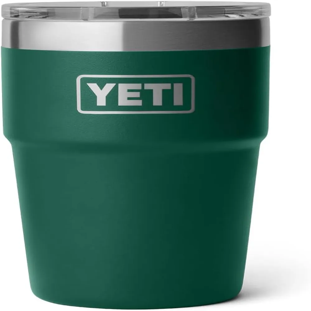YETI Rambler Vaso de 16 oz de acero inoxidable con tapa MagSlider color verde oscuro