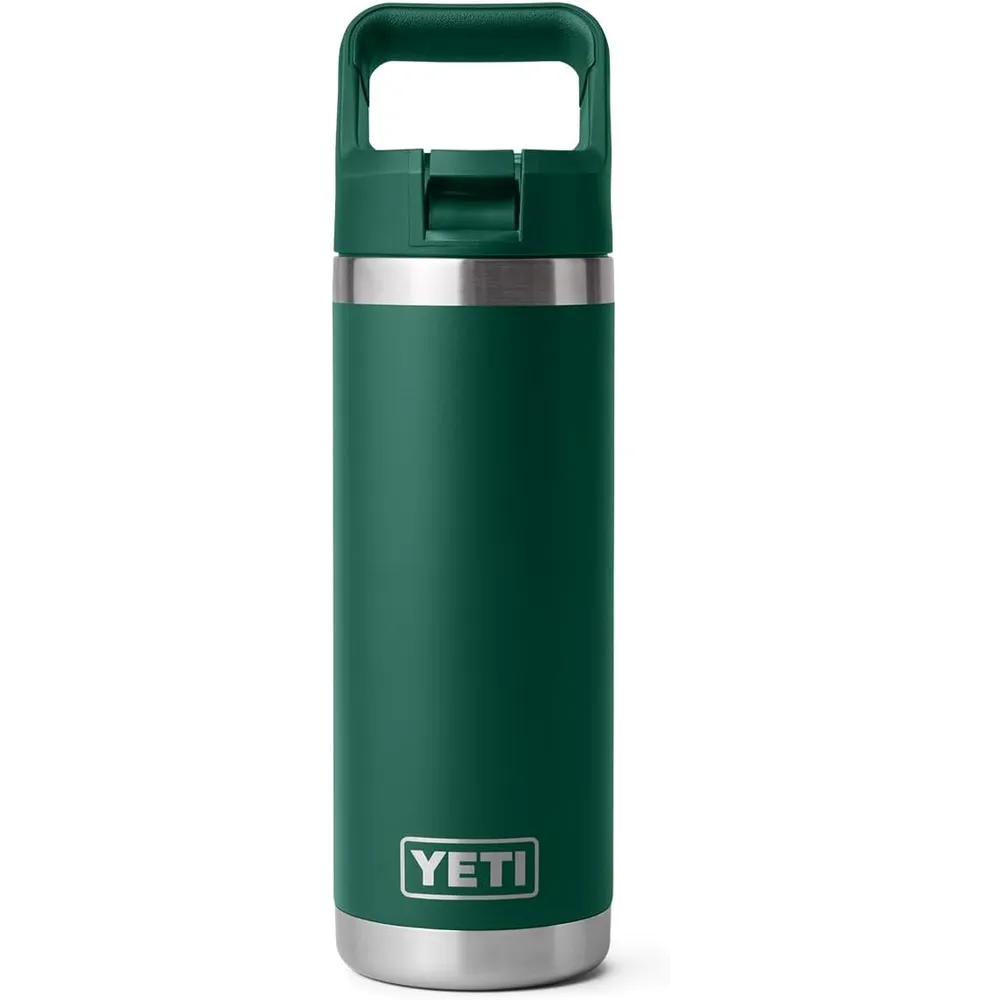YETI Botella Rambler con Tapa de Cañita de 18 oz | Verde Oscuro