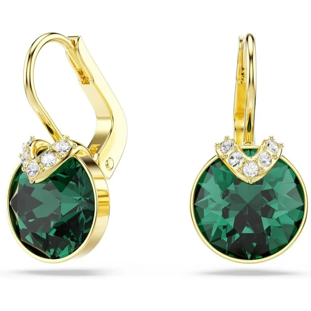 SWAROVSKI ARETES ESTUDIO CRISTAL REDONDO ACABADO ORO PARA MUJER | VERDE