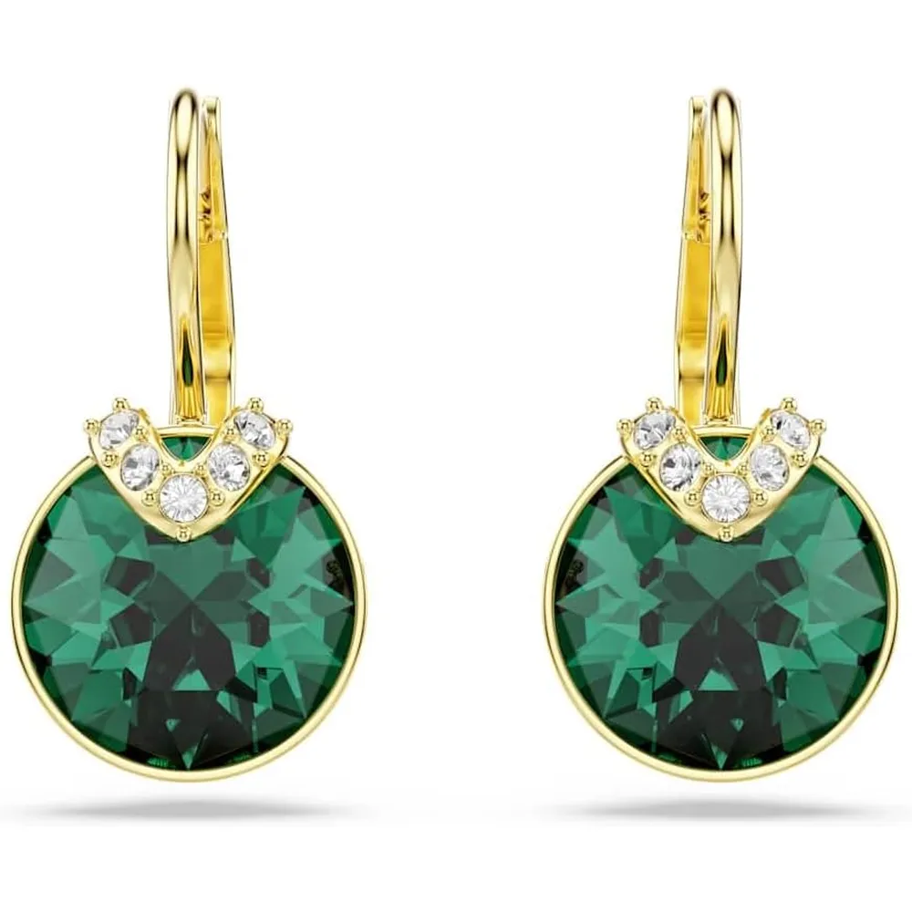 SWAROVSKI ARETES ESTUDIO CRISTAL REDONDO ACABADO ORO PARA MUJER | VERDE