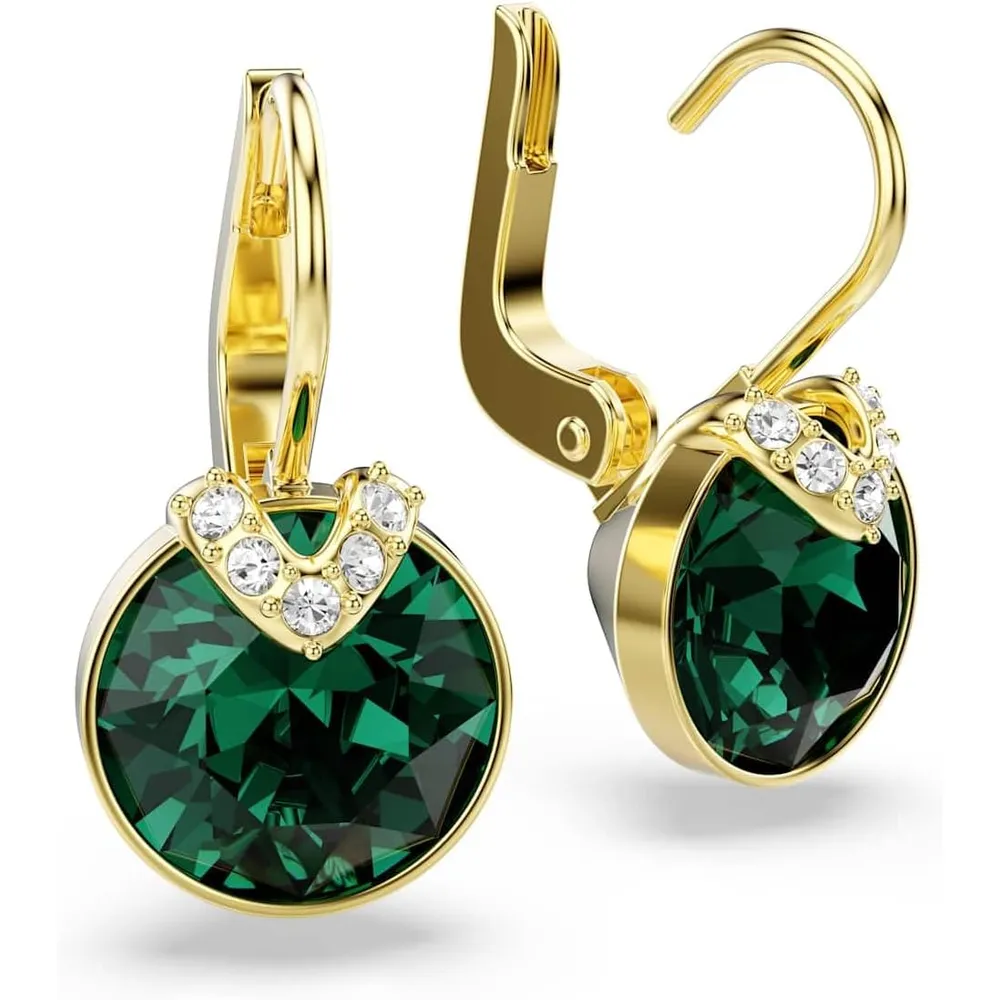 SWAROVSKI ARETES ESTUDIO CRISTAL REDONDO ACABADO ORO PARA MUJER | VERDE