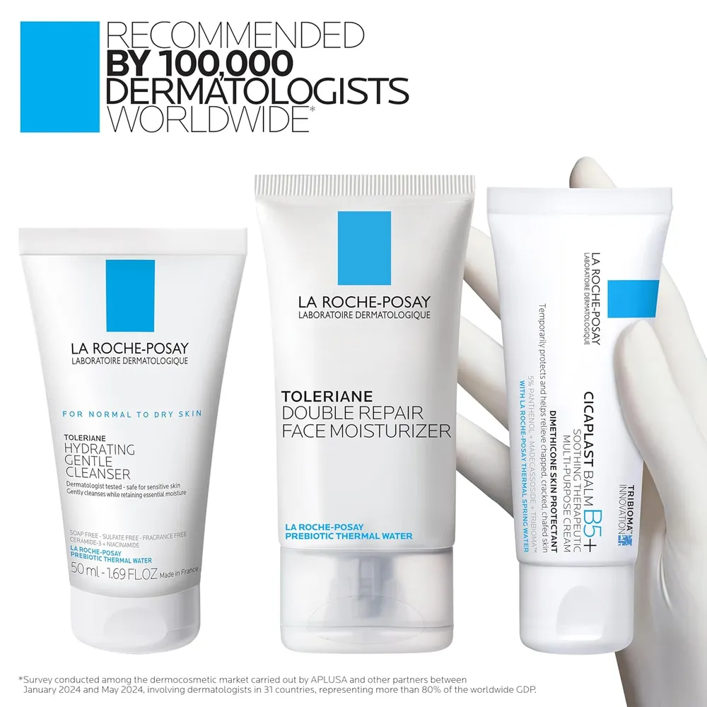 SET LA ROCHE-POSAY TOLERIANE LIMPIADOR 50 ML + DOUBLE REPAIR 40 ML + CICAPLAST B5 40 ML