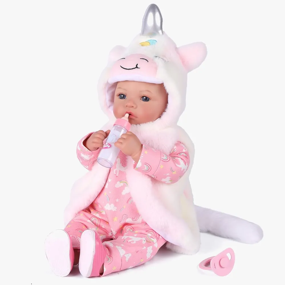 Babeside Muñeca Bebé Realista 17" / 43.2 cm | Blanco/Rosa