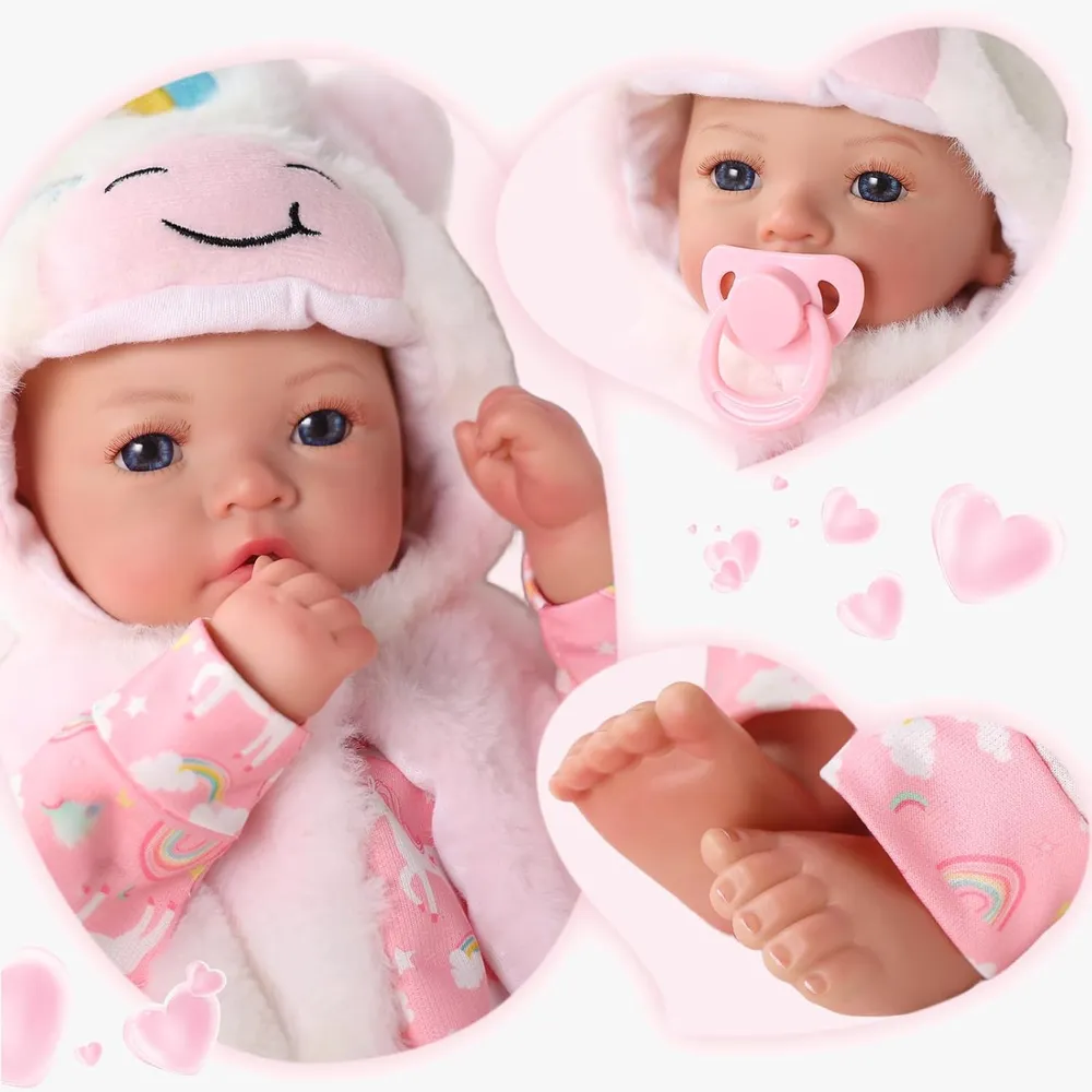 Babeside Muñeca Bebé Realista 17" / 43.2 cm | Blanco/Rosa