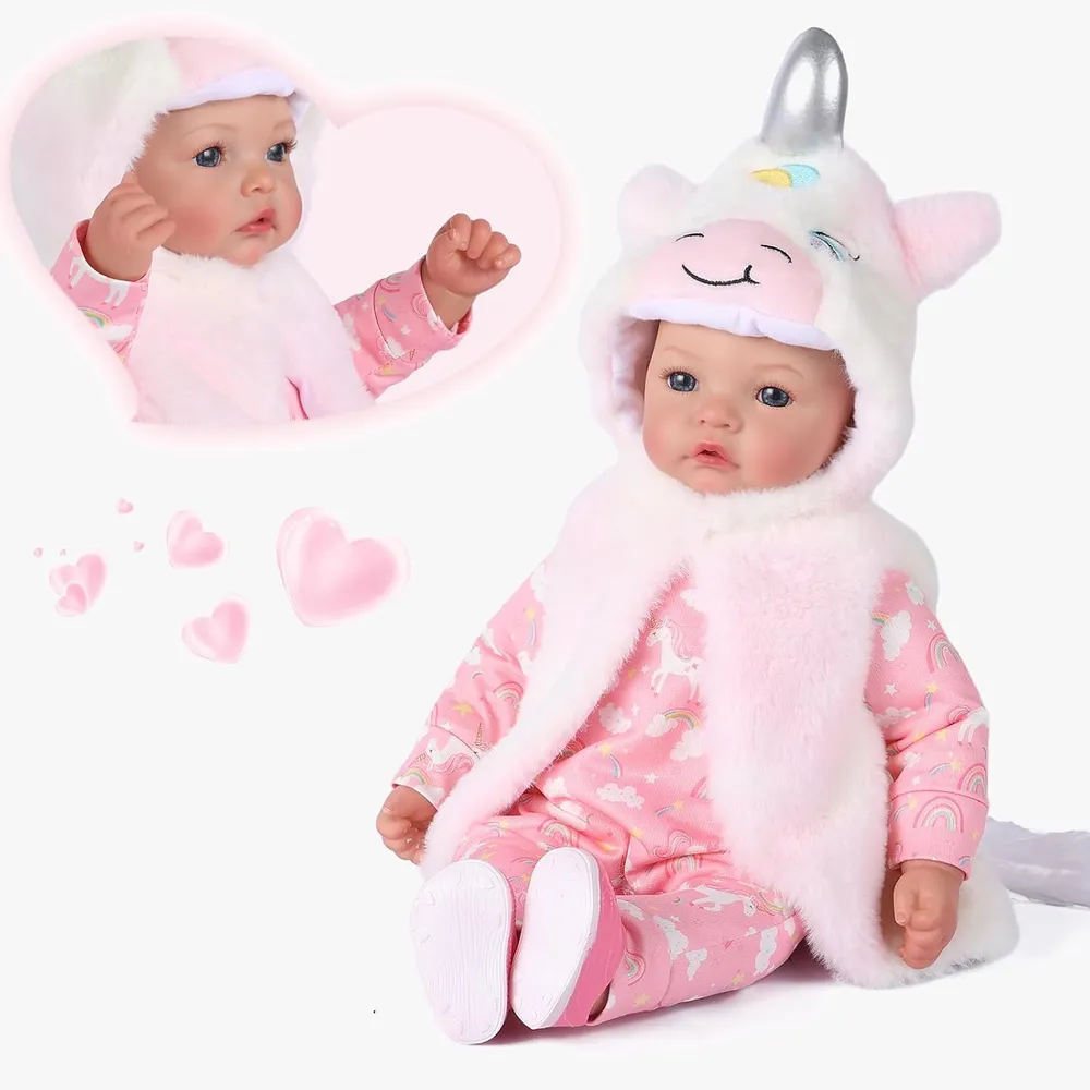 Babeside Muñeca Bebé Realista 17" / 43.2 cm | Blanco/Rosa