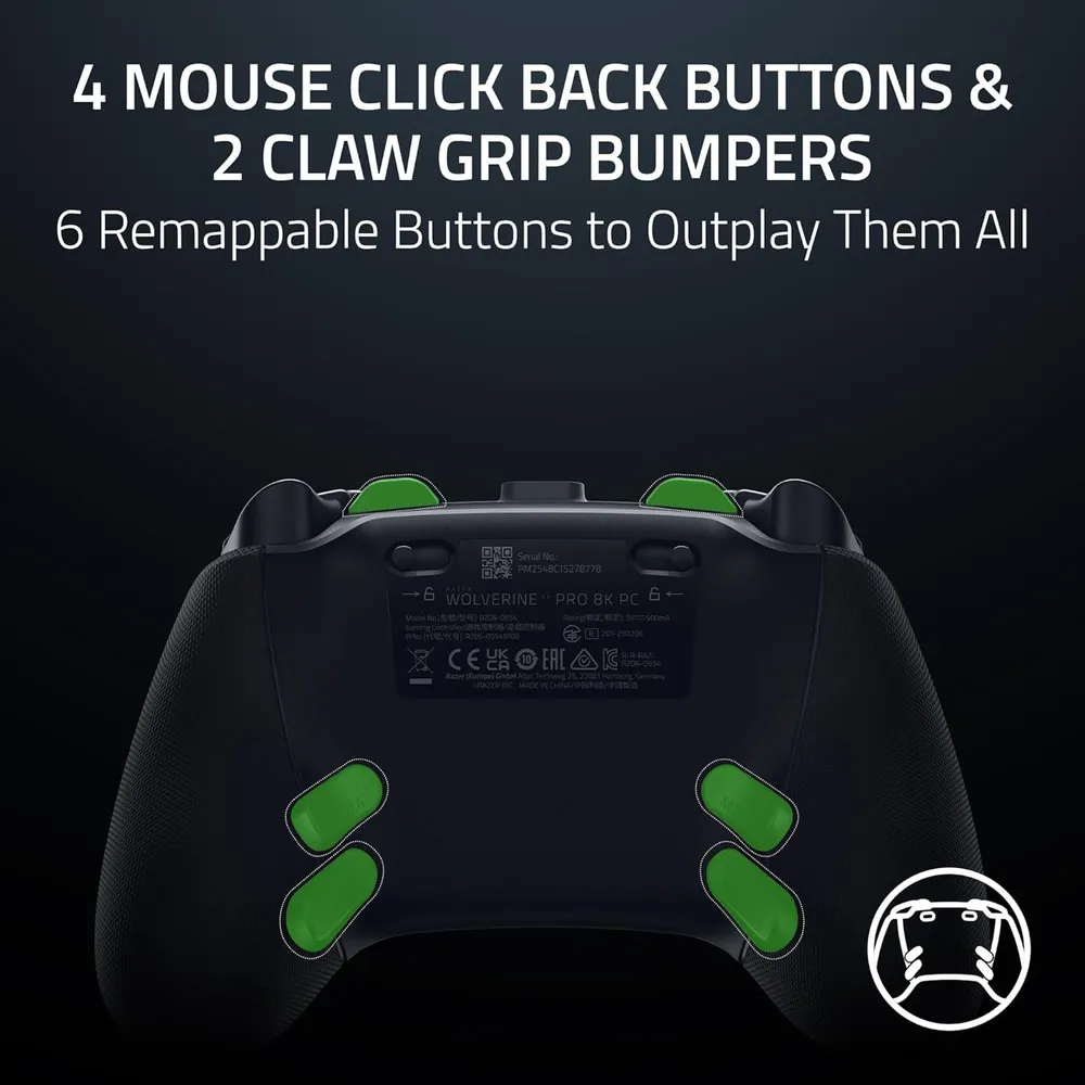 MANDO INALÁMBRICO WOLVERINE V3 PRO 8K RAZER | NEGRO