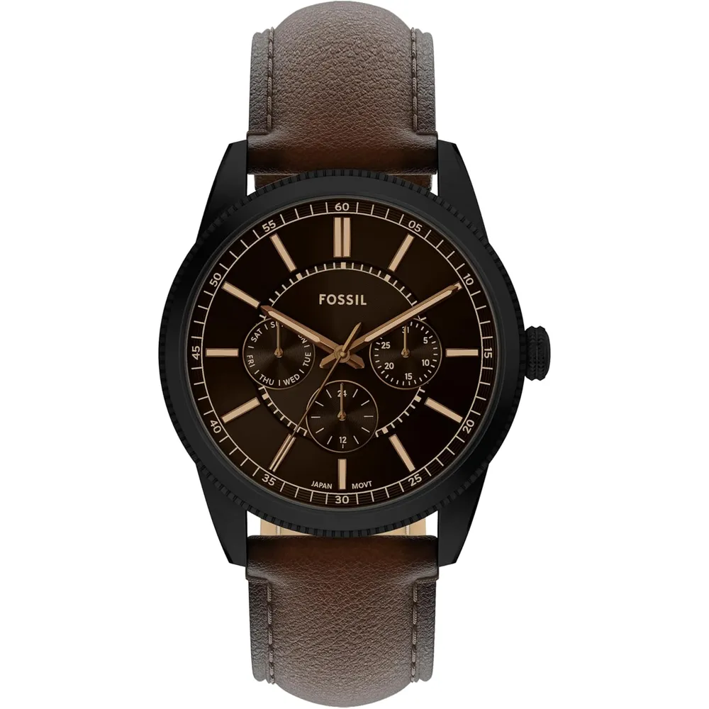 Fossil reloj multifunción Pearson para hombre, acero inoxidable | Marrón/ Negro