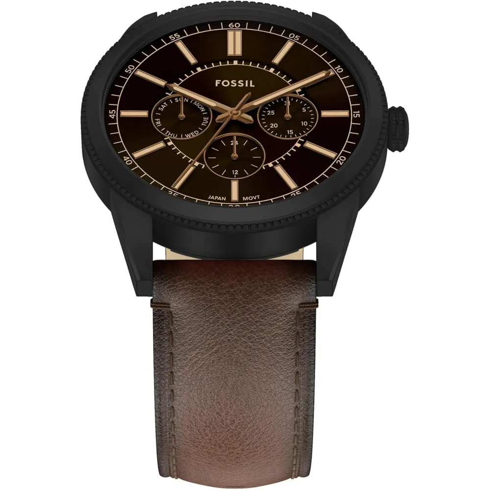 Fossil reloj multifunción Pearson para hombre, acero inoxidable | Marrón/ Negro