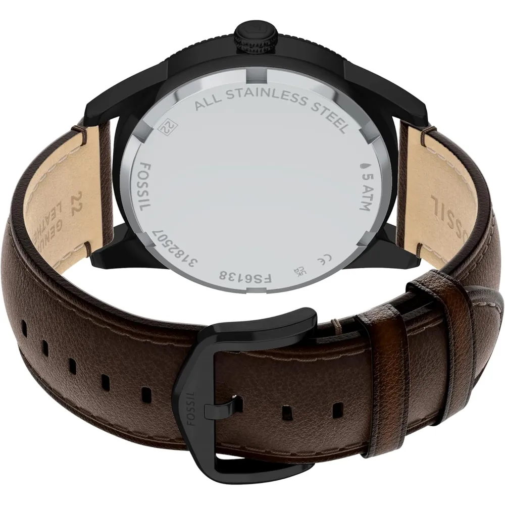 Fossil reloj multifunción Pearson para hombre, acero inoxidable | Marrón/ Negro