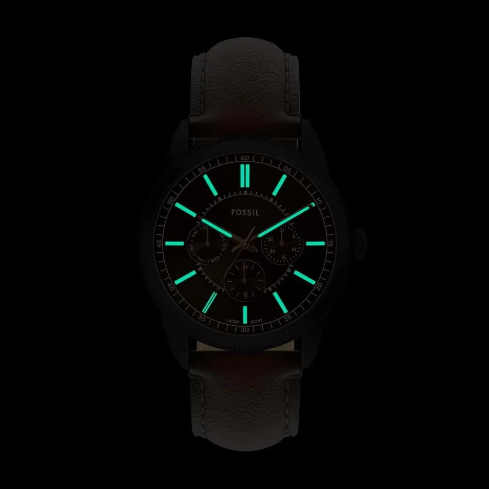 Fossil reloj multifunción Pearson para hombre, acero inoxidable | Marrón/ Negro