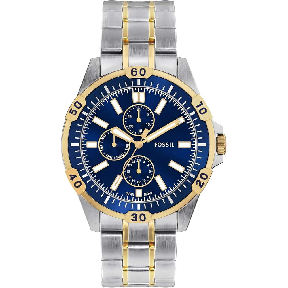 Fossil reloj multifunción Garrett para hombre | Plateado/ Azul