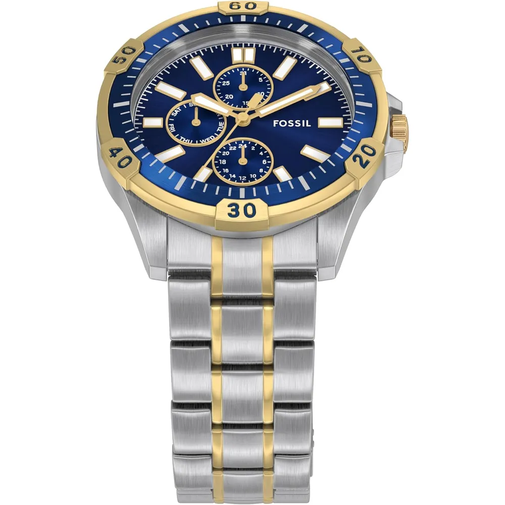 Fossil reloj multifunción Garrett para hombre | Plateado/ Azul