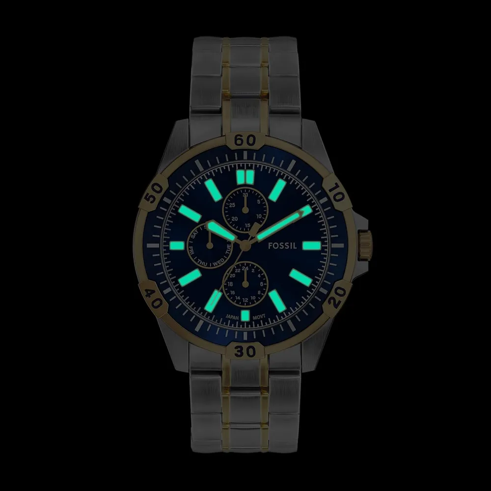 Fossil reloj multifunción Garrett para hombre | Plateado/ Azul