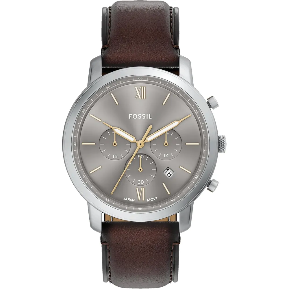 Fossil reloj cronógrafo Neutra de cuarzo para hombre, acero | Marrón/ Plata