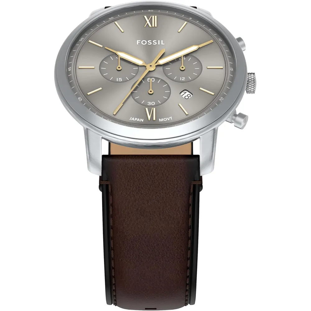 Fossil reloj cronógrafo Neutra de cuarzo para hombre, acero | Marrón/ Plata
