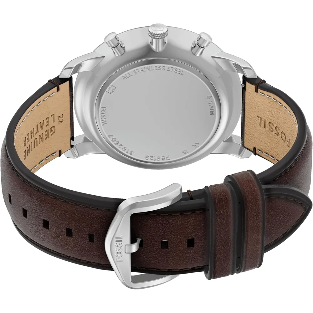 Fossil reloj cronógrafo Neutra de cuarzo para hombre, acero | Marrón/ Plata