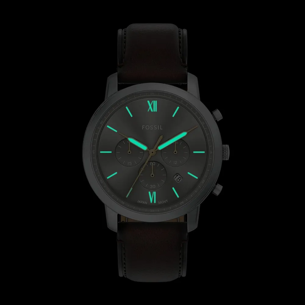 Fossil reloj cronógrafo Neutra de cuarzo para hombre, acero | Marrón/ Plata