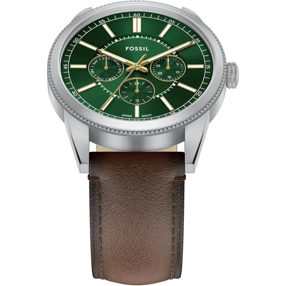 Fossil reloj multifunción Pearson para hombre, acero inoxidable | Marrón/ Verde